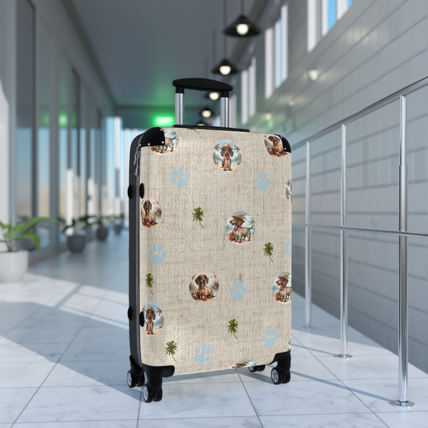 Medium Size Suitcase with Dachshund Design