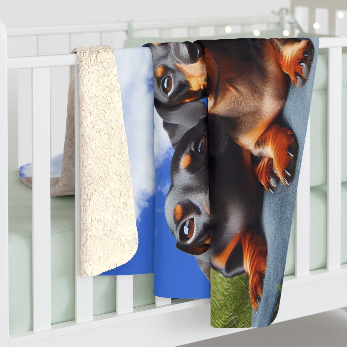 Dachshund Selfie Sherpa Fleece Blanket