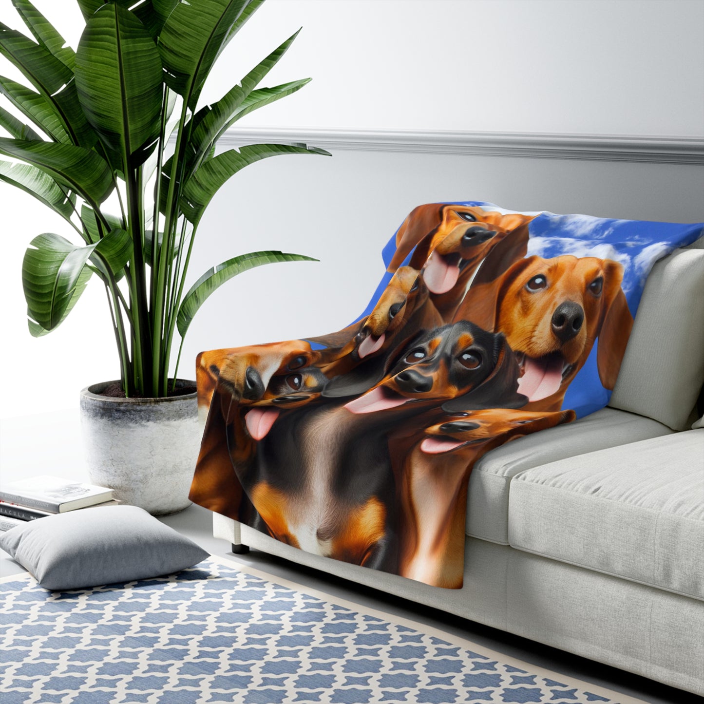 50x60 Dachshund Selfie Sherpa Fleece Blanket