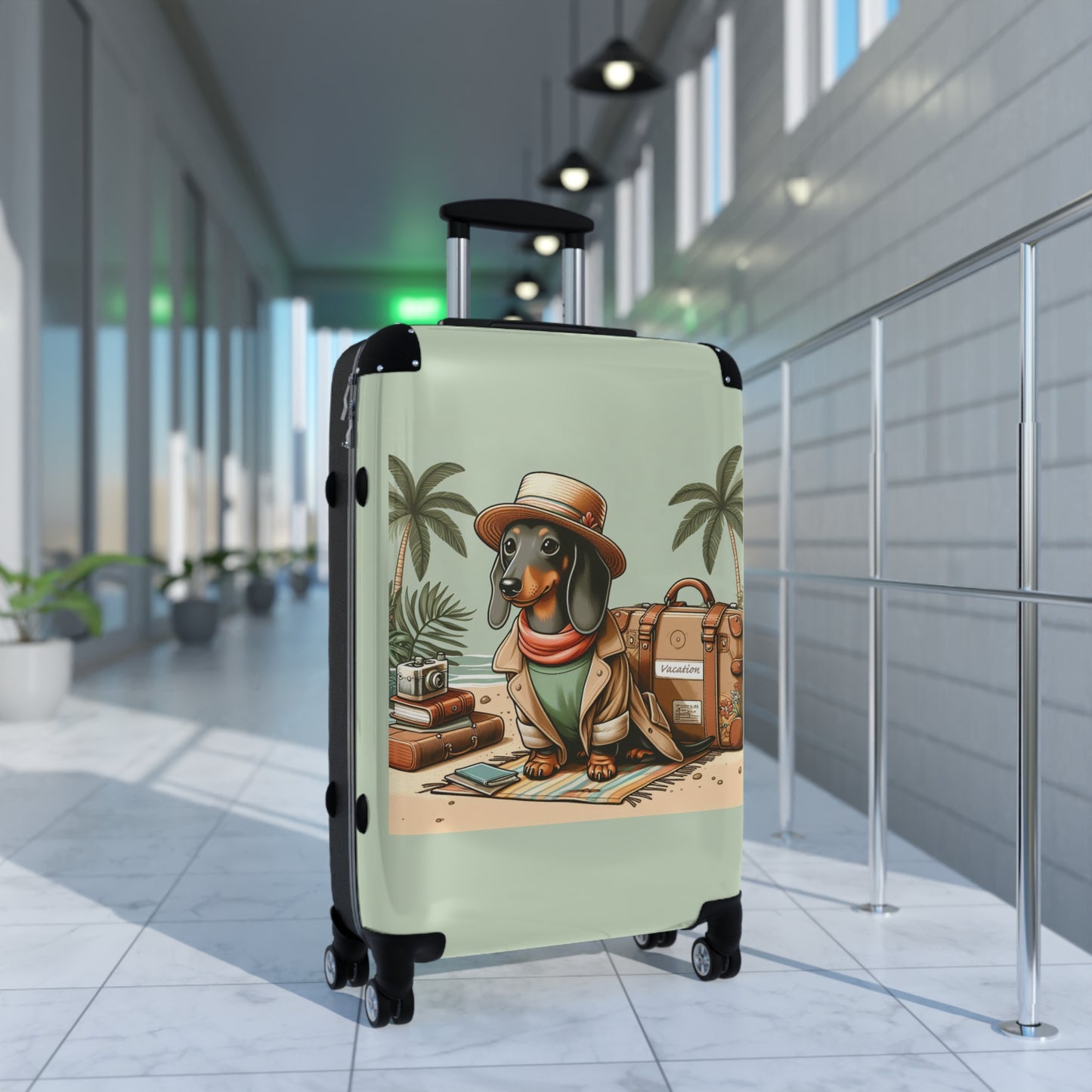 Medium Size Suitcase - Dachshund on Vacation