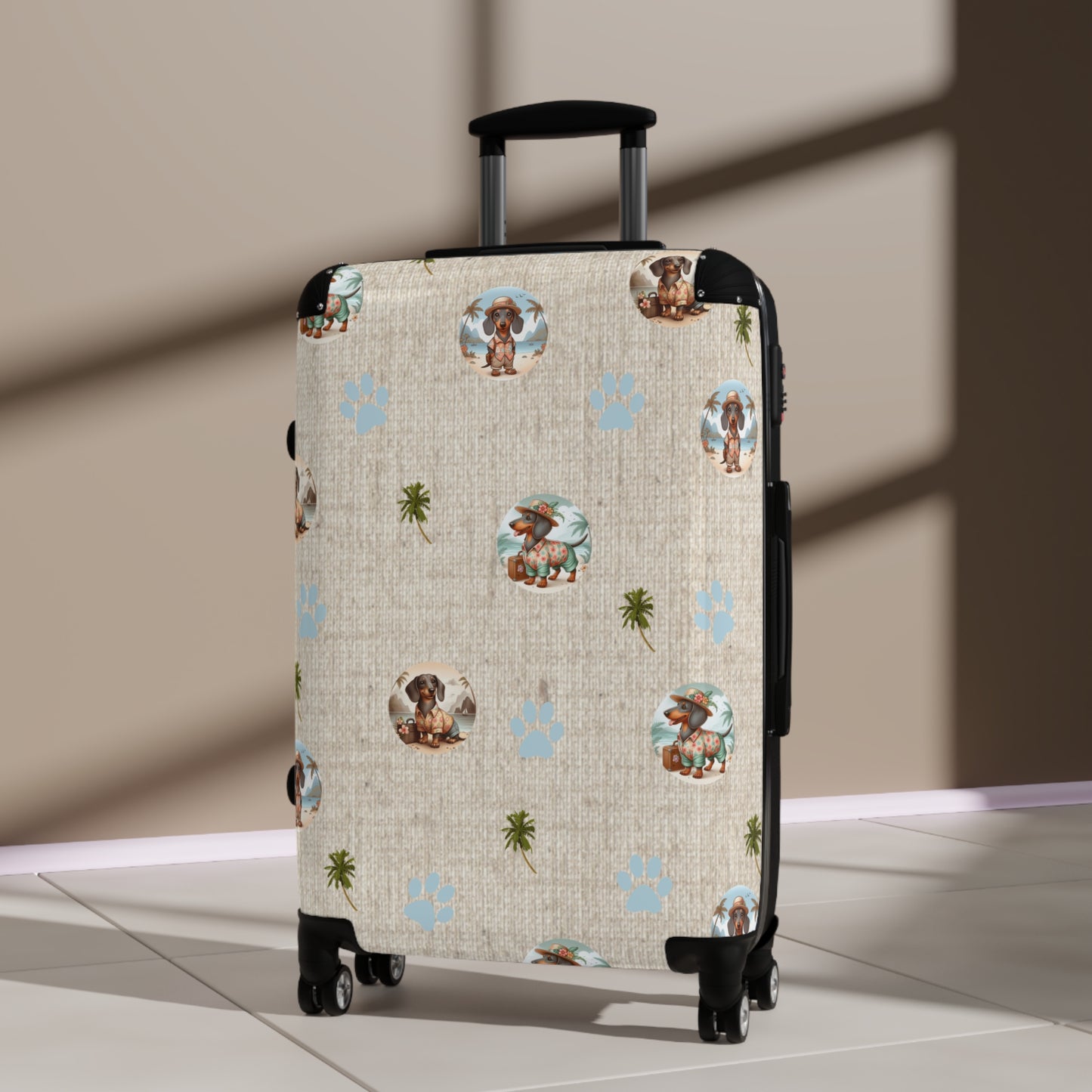 Medium Size Suitcase with Dachshund Design