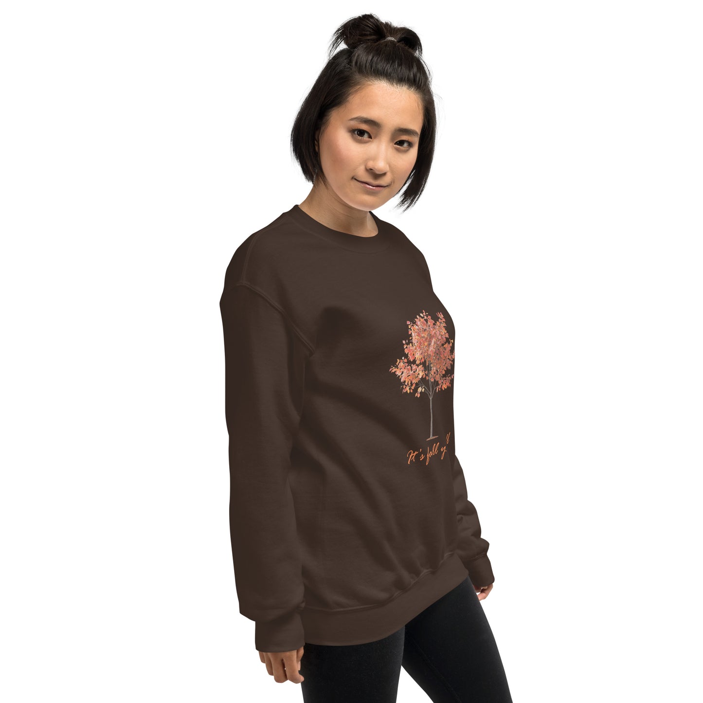 Brown It's fall y'all autumn tree unisex sweatshirt