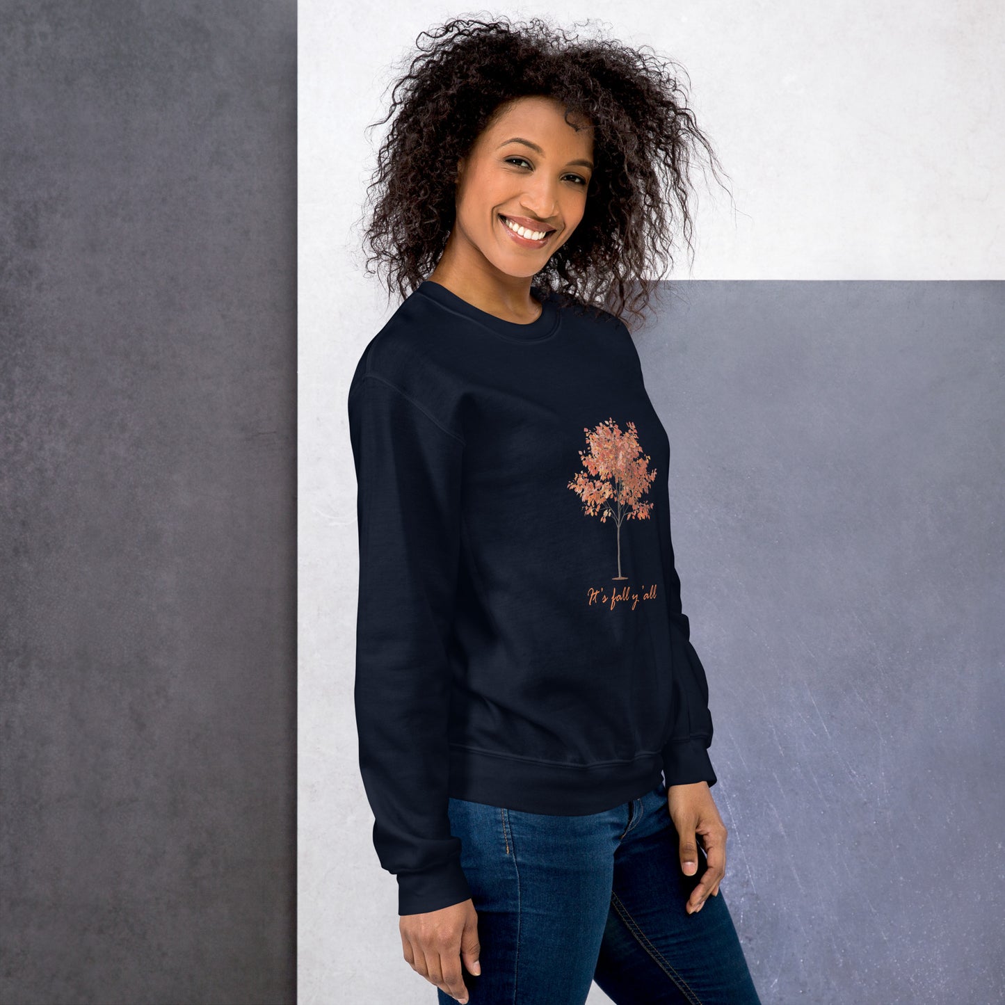 Navy Blue It's fall y'all autumn tree unisex sweatshirt