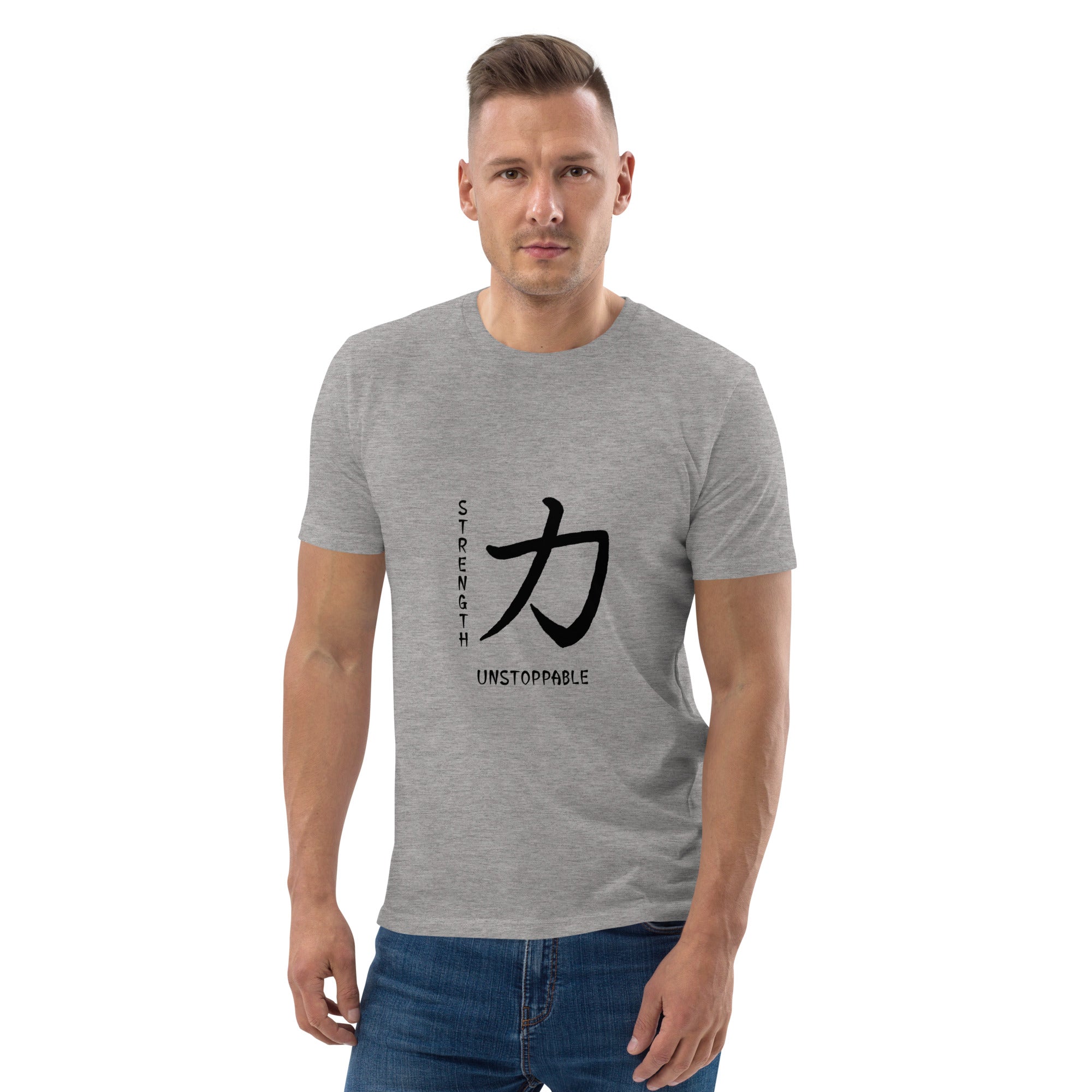 Unisex t-Shirt with Chinese character for strength and the  word unstoppable