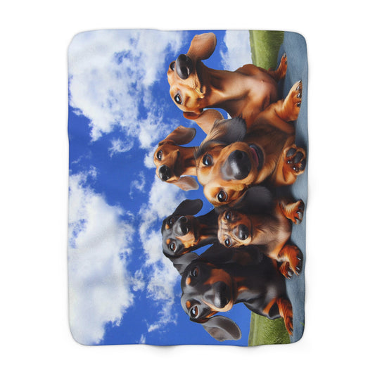Dachshund Selfie Sherpa Fleece Blanket