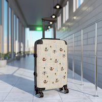 Brown linen with dachshunds graphic carry-on suitcase