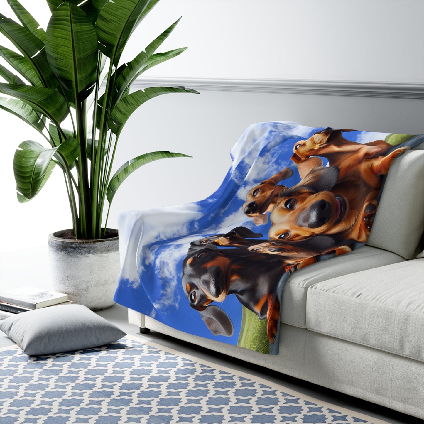 Dachshund Selfie Sherpa Fleece Blanket