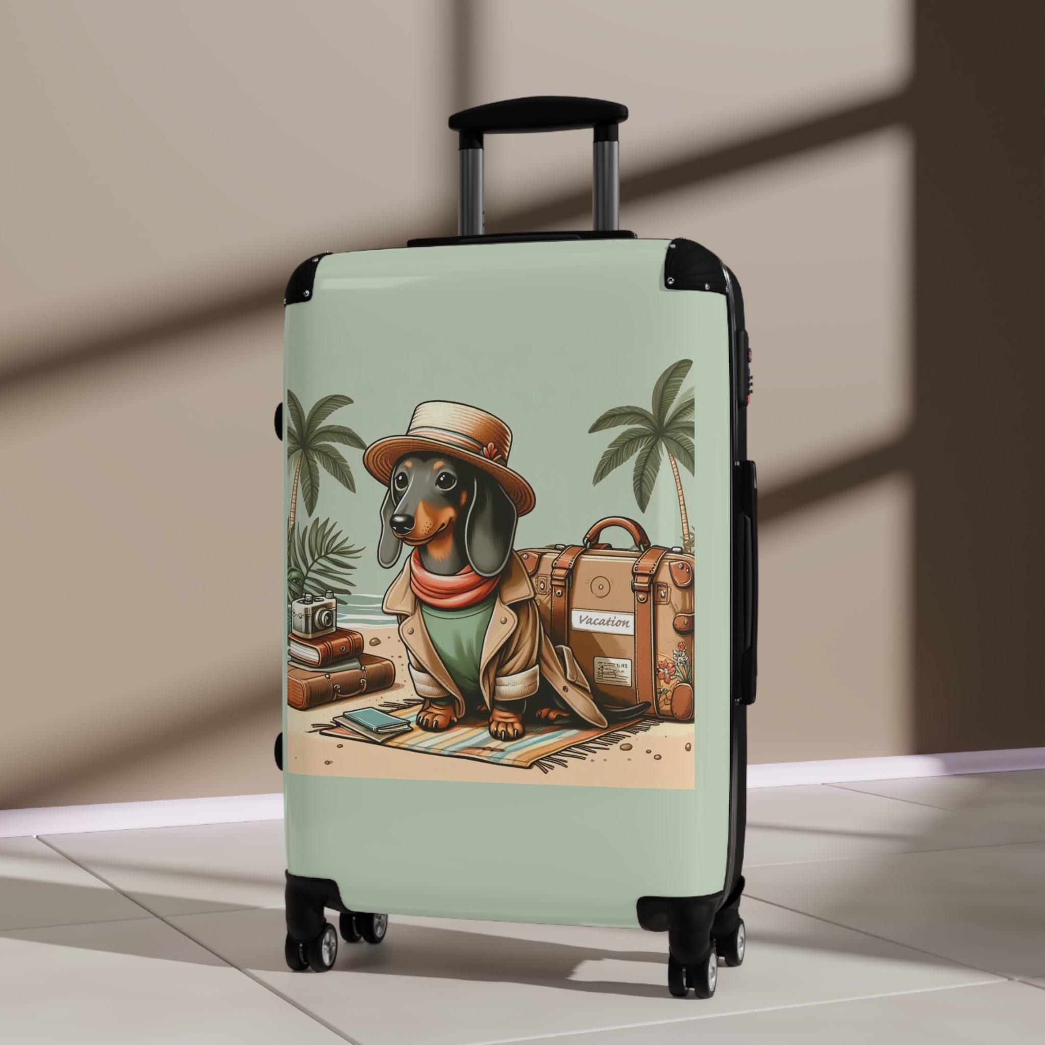 Medium Size Suitcase - Dachshund on Vacation
