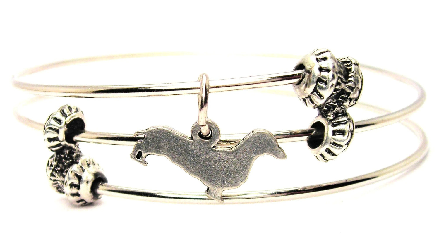 Dachshund Silhouette Triple Style Bangle Bracelet