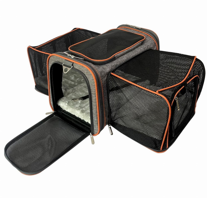 Double expandable pet carrier, airline approved