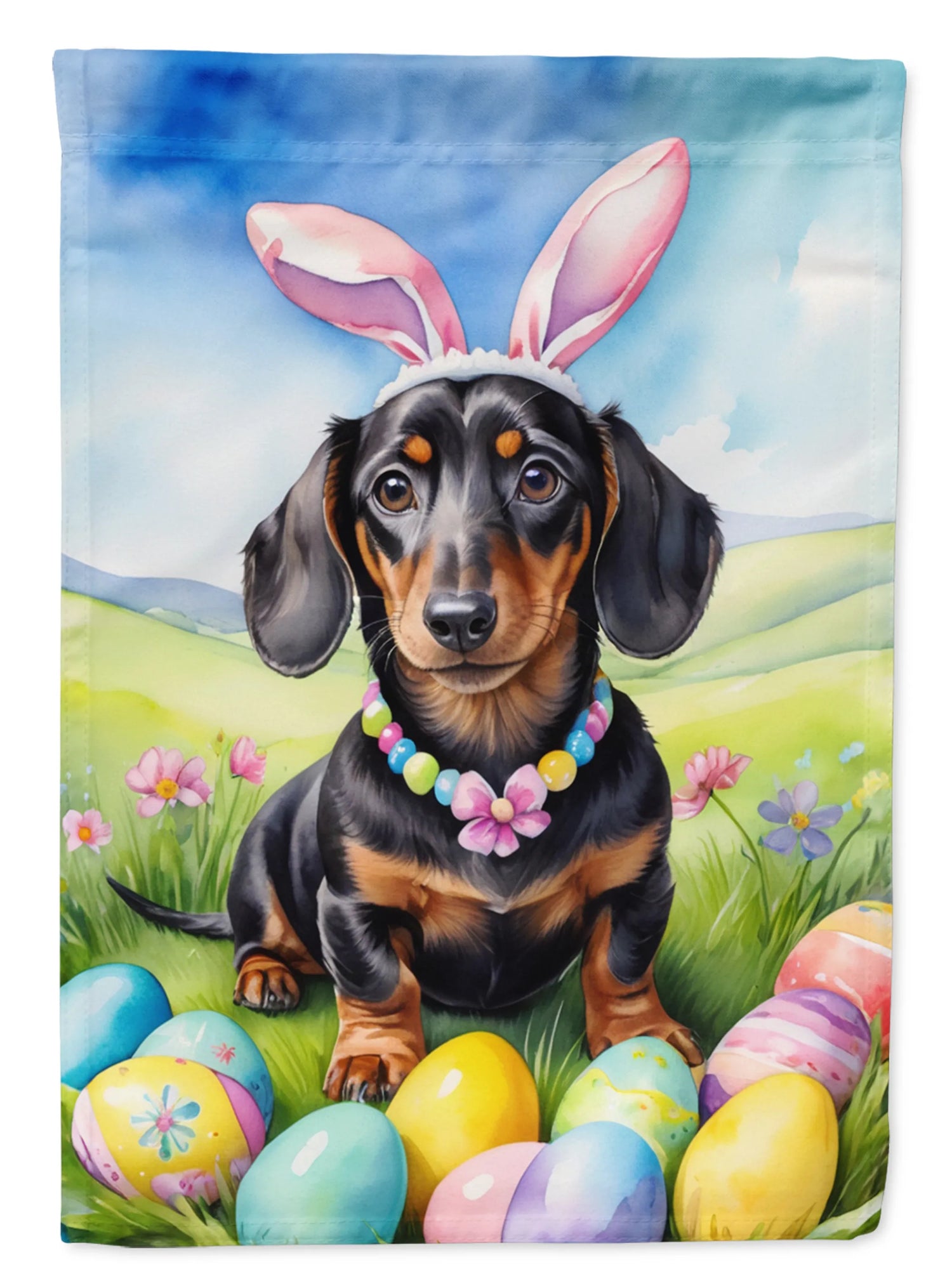 dachshund Easter egg hunt garden flag