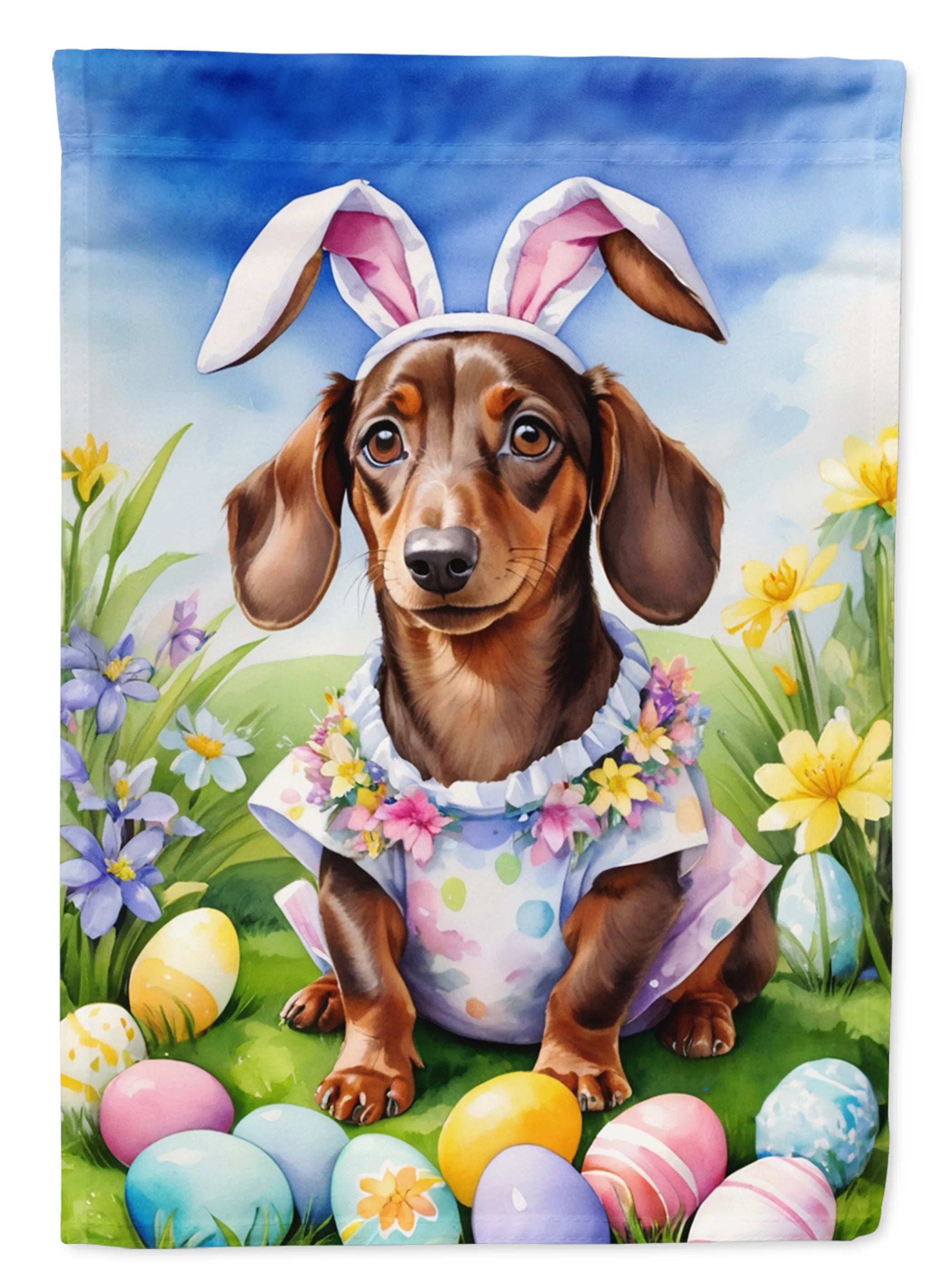 dachshund Easter egg hunt garden flag