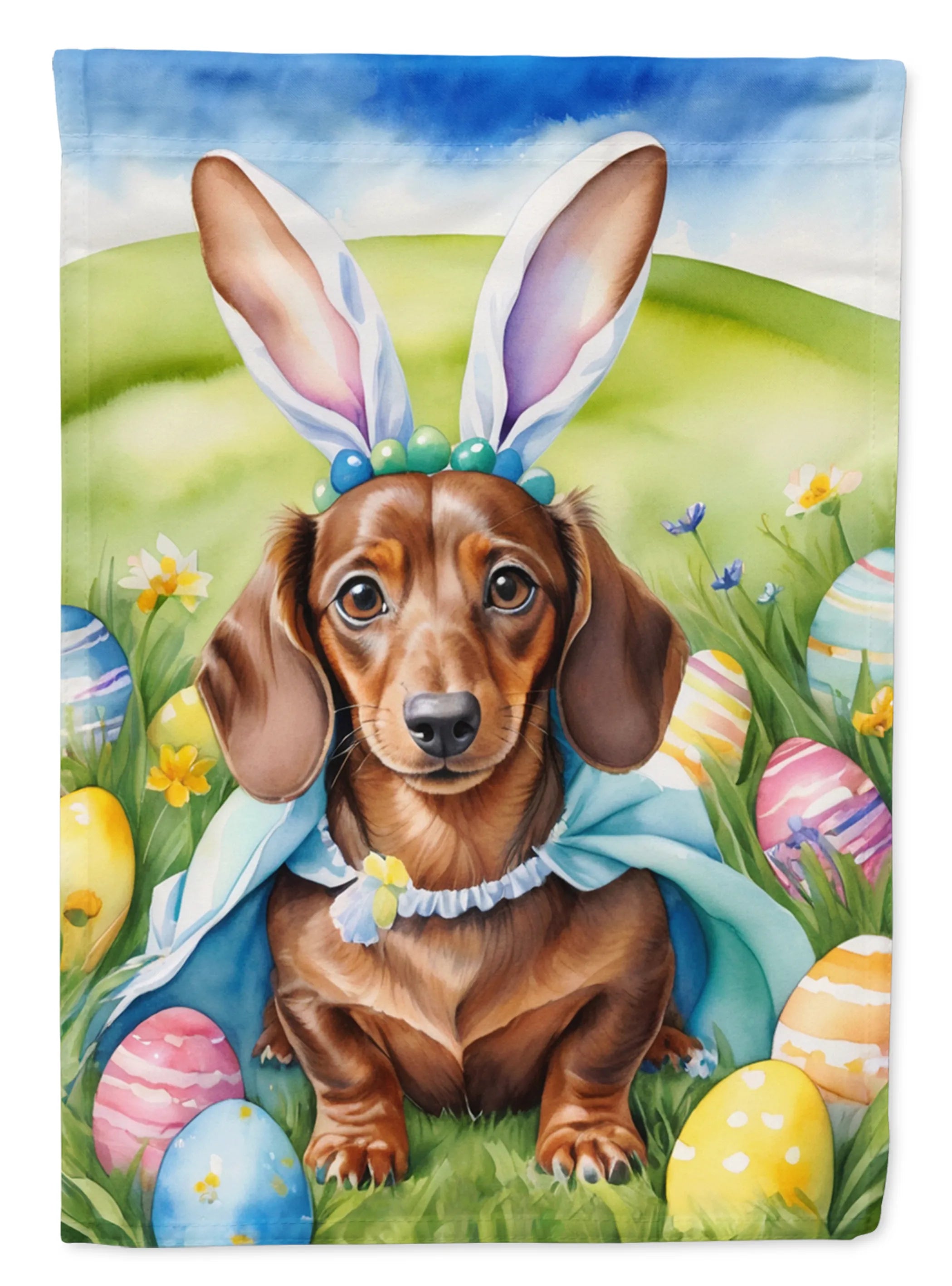 dachshund Easter egg hunt garden flag