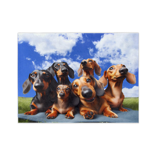 50x60" microfiber velveteen blanket with Dachshund selfie 