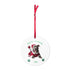 round clear acrylic ornament with pit bull in Santa suit 2024