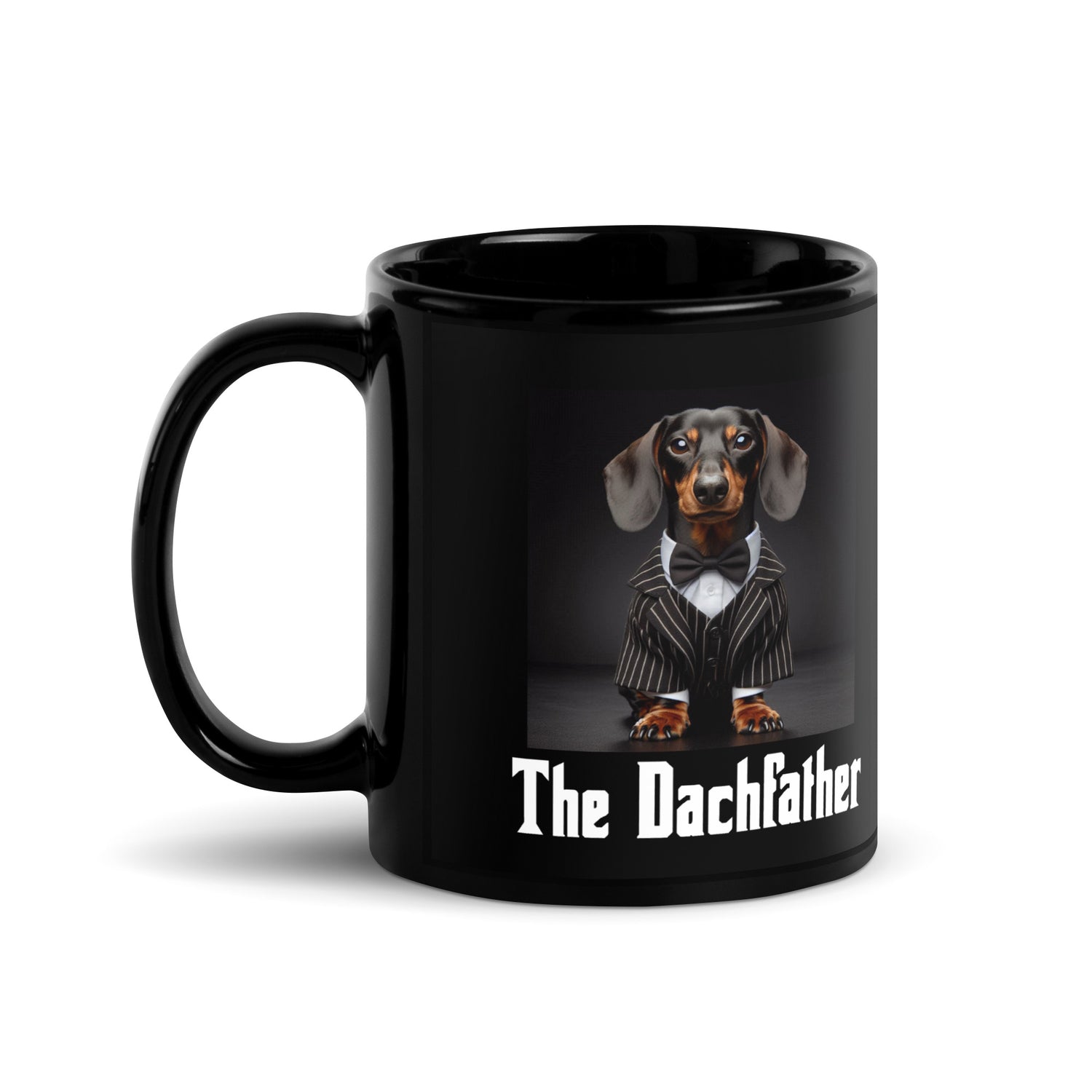 black ceramic mug with original Dachfather design 11 oz.