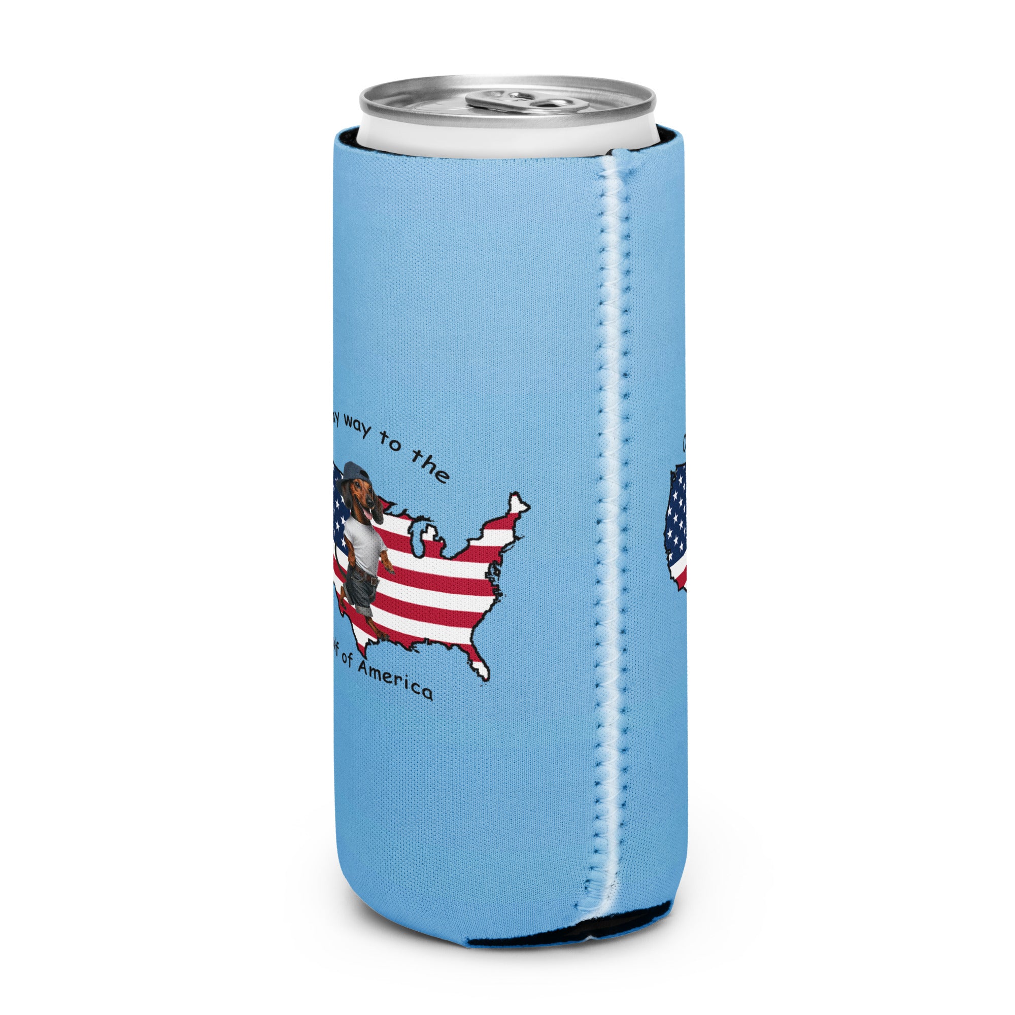 20 oz. Neoprene koozie with Gulf of America and dachshund graphic