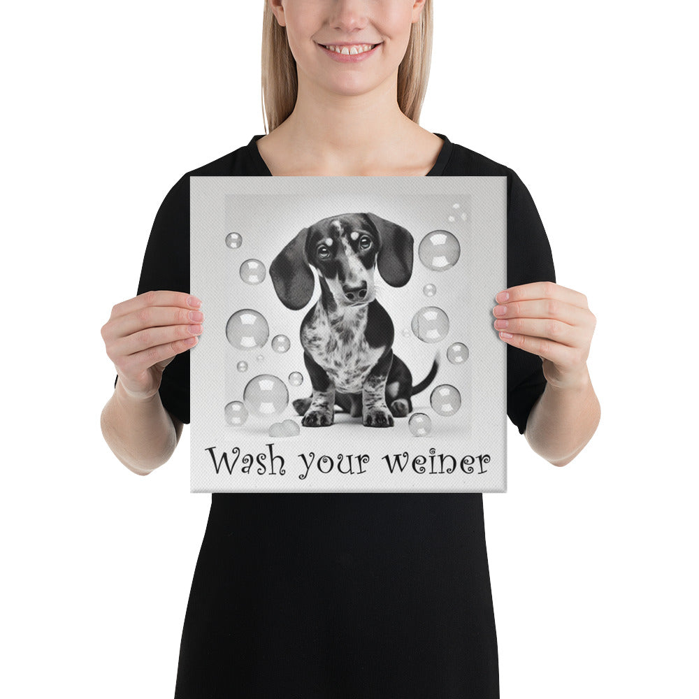 Prod&quot;Wash your wiener&quot; canvas print - 12x12&quot;uct mockup