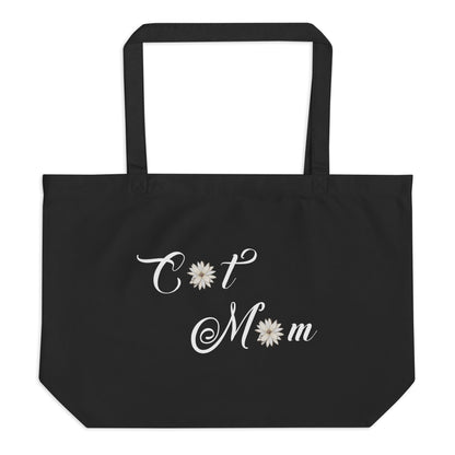 Cat Mom Large organic tote bag