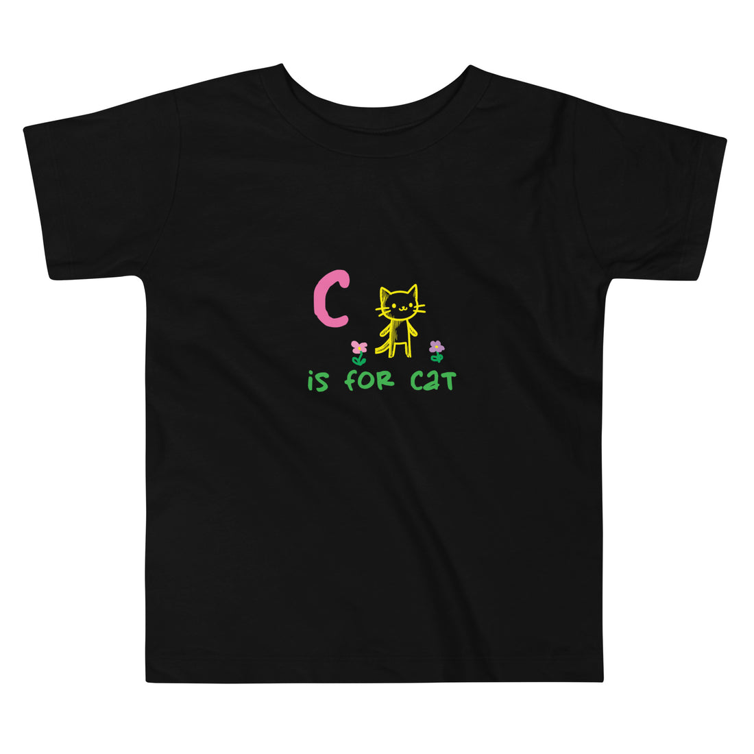 Black toddler t-shirt with &quot;C is for Cat&quot; original design