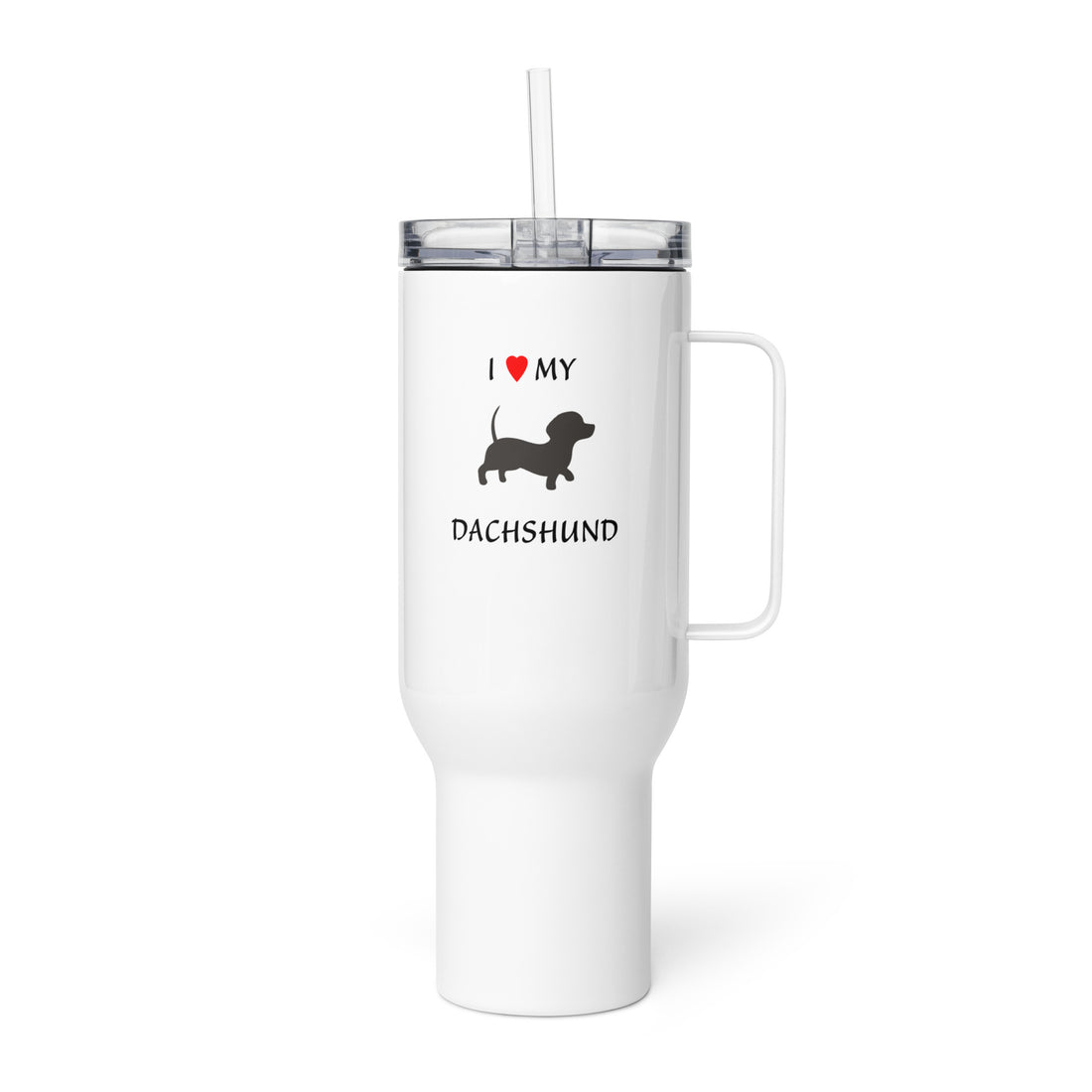 40 oz. travel mug with I  ♥ my dachshund