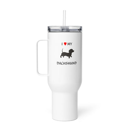 40 oz. travel mug with I  ♥ my dachshund